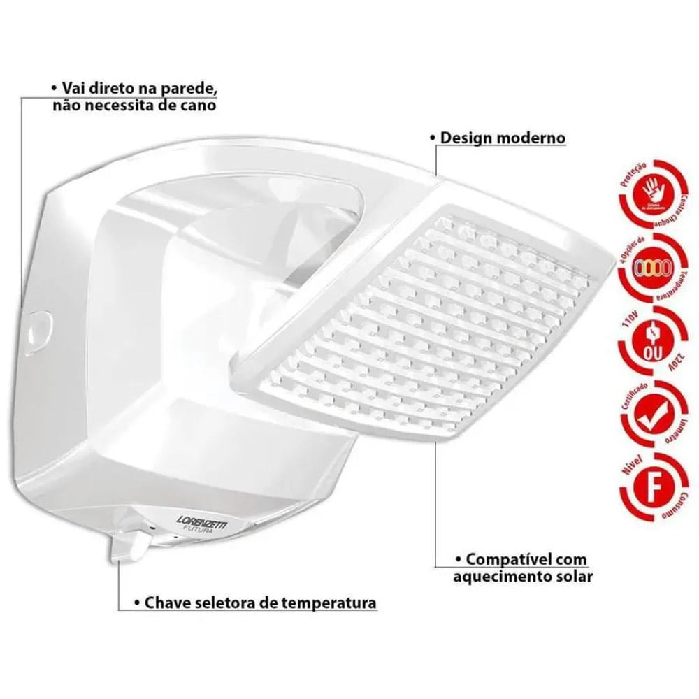 Ducha Futura Multitemperaturas Lorenzetti 220v 7500w » danielEletro.com