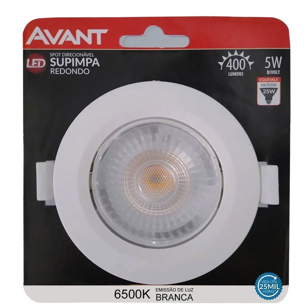 Spot LED Avant Supimpa 5W Quadrado Embutir 6500K