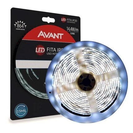 KIT 2 Fita de Led 5 Metros + Fonte Bivolt Avant Branco Frio 6500w Avant