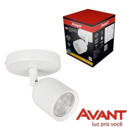 Spot Led Sobrepor 7w Elegance BRANCO Avant Luz Amarela 3000k