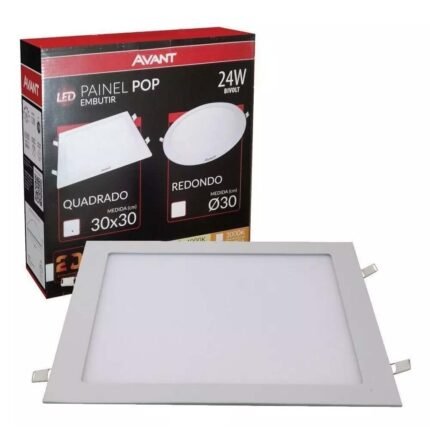 Kit 2 Plafon Led Quadrado 30x30 Embutir 24W 4000K  Avant