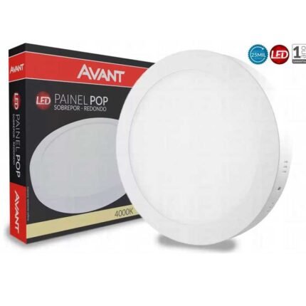 Plafon Redondo 18w Led Sobrepor Painel 22x22 Luz Morna 4000k Avant