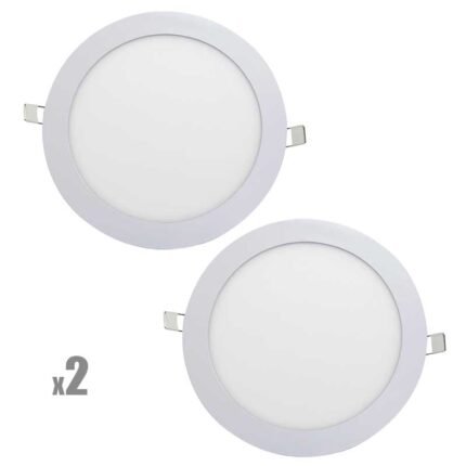 KIT 2 Plafon Redondo 22x22 18w Embutir Led 6500k Avant