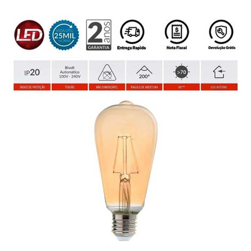 Lampada Filamento LED ST64 Pera 4W Vintage Retro Industrial Design