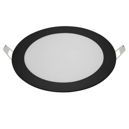 Kit 2 Plafon Painel Led Embutir Redondo Preto 12w 6500k 17cm