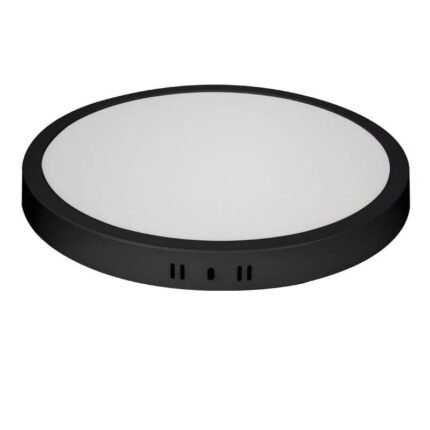 Kit 3 Plafon Painel Led Sob Redondo Preto 24w 30x30 6500k