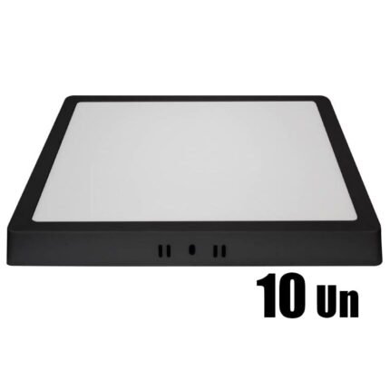Kit 10 Plafon Painel Led Sob Quadrado Preto 24w 30x30 6500k