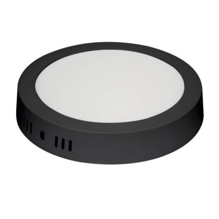 Plafon Led Sobrepor Redondo Preto Branco Quente 12w 17x17