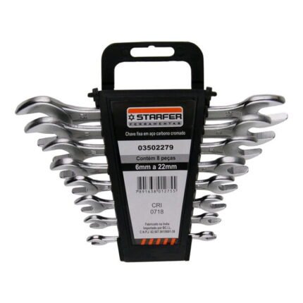 Jogo De Chaves Fixa Starfer 6 a 22mm 8 Peças Aço Cromado