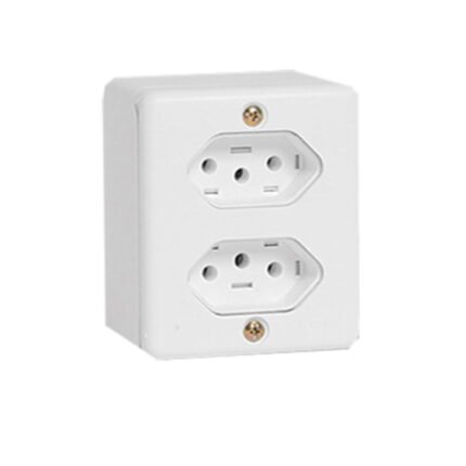 2 Tomadas Fixas Caixa Sobrepor Ilumi Externa 20A