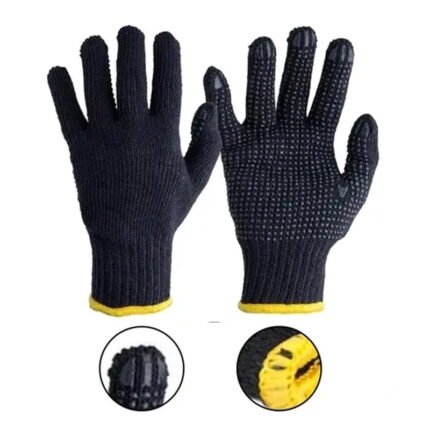 5 Pares de Luva de Malha Pigmentada Algodão Preta Tricotada
