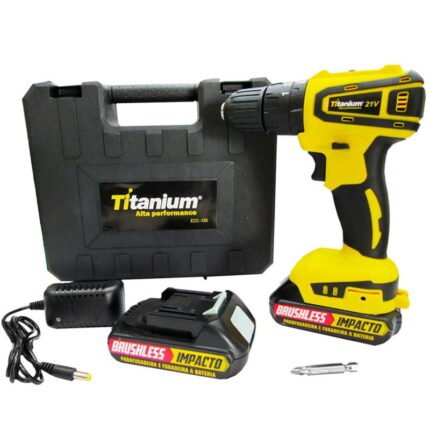 Parafusadeira Furadeira De Impacto 2 Baterias 21V Brushless TITANIUM
