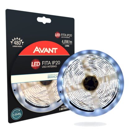 Kit 2 Fita De Led 5 Metros 4,8w Branco Frio Avant + Fonte