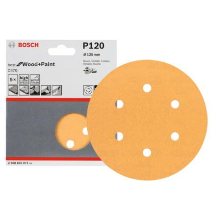 Disco De Lixa Velcro Madeira Gr 120 125mm Cx/5 Un Bosch