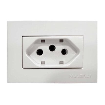 KIT 10 Tomada Para Móvel Branco 10A Margirius Embutir MDF