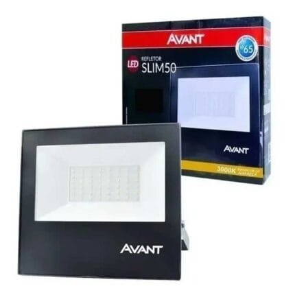 Kit 2 Refletor Led 50w Holofote Avant Branco Quente 3000k