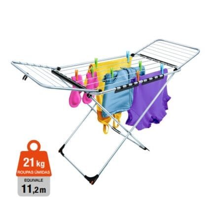 Varal De Chão Com Abas Alumínio Big 1,61x88 Secalux Roupas