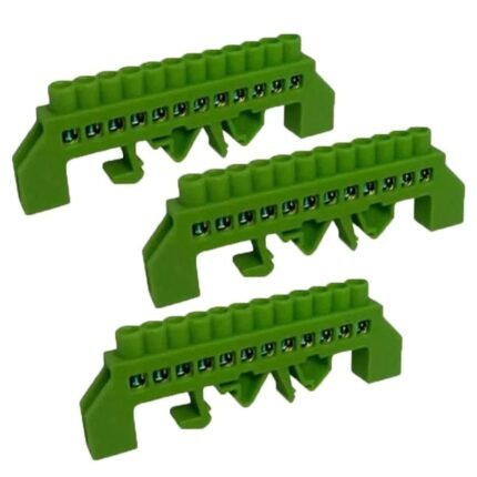 Kit 3 Barra Terra 12 Furos 16mm Isolado Base Verde Rohdina