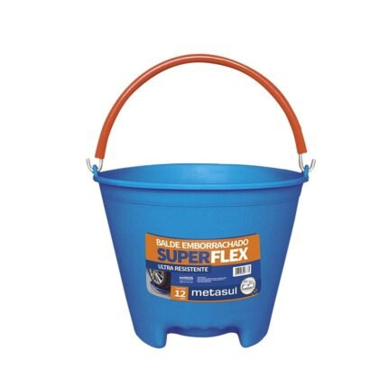 Balde Superflex Emborrachado 12L Azul Resistente Metasul
