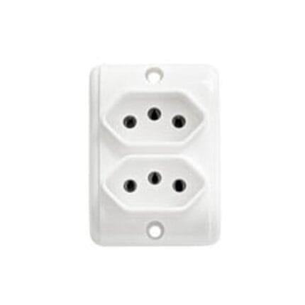 Tomada Dupla Linha Externa Retangular Pezzi 3 Pinos 20a