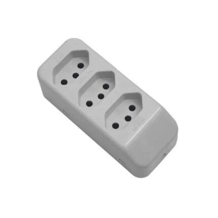 Tomada Móvel Regua Tripla 20a 250v Sobrepor Multipla Cinza