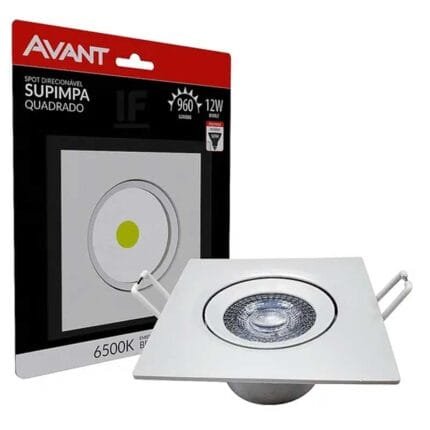 KIT 12 Spot Led Cob Embutir Quadrado 12W Supimpa Avant 6500K