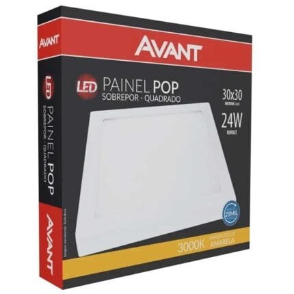 KIT 4 Plafon Led Quadrado Sobrepor 30X30 24W 3000K Avant