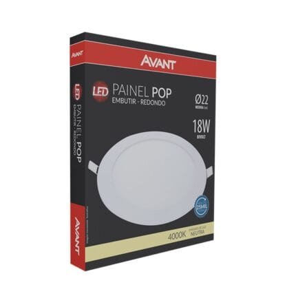 Kit 12 Plafon Redondo 18w Embutir 22x22 Led 4000k Bivolt