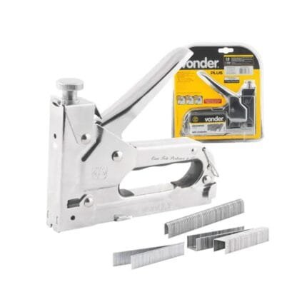 Grampeador Pinador Tapeceiro Madeira Com 600 Grampos Vonder