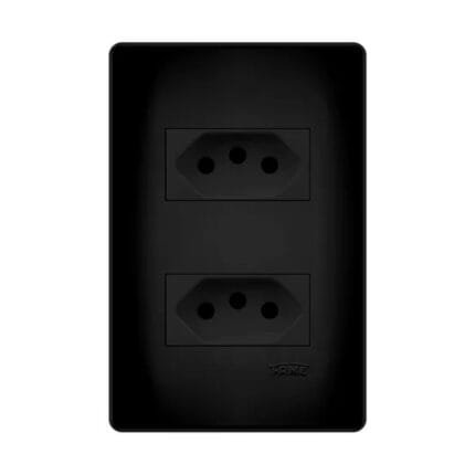 Conjunto 2 Tomadas 20 Amperes Tripolar 4x2 Preto Fosco Fame