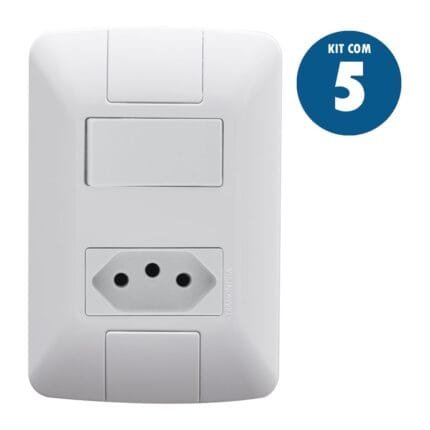 Kit 5 Conjunto Interruptor + Tomada 10a Aria 4x2 Tramontina