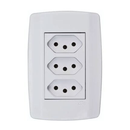 Conjunto 3 Tomadas 10a Monobloco C/Espelho Slim Ilumi