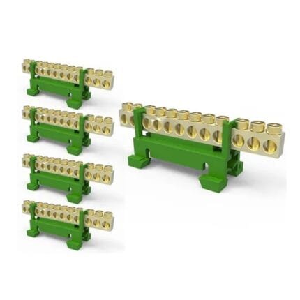 Kit 5 Barramento Borneira Fio Terra Verde 12 Polos Enerbras