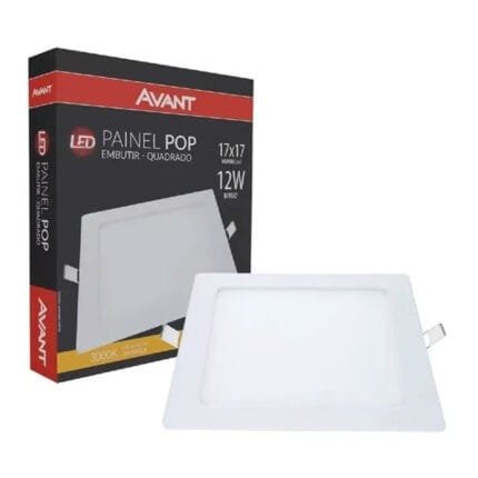Kit 10 Plafon Led Quadrado Embutir 17X17 12W 3000k Avant
