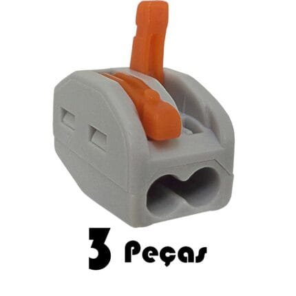 3 Conector Wag Emenda 2 Fios Automático 4mm² 32a Compacto