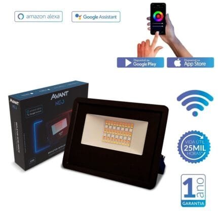 Refletor Smart Inteligente Alexa Wi-fi 50w Dimerizável RGB