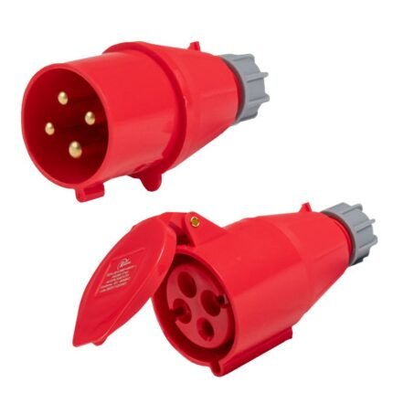 KIT Plugue Tomada Industrial 3P+T 32a Rohdina 6h IP44 Verm.