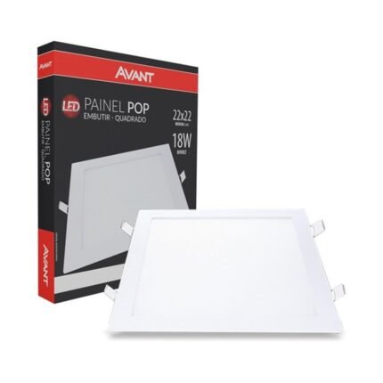 KIT 6 Plafon Led Quadrado Embutir 17X17 Avant 12W 4000K